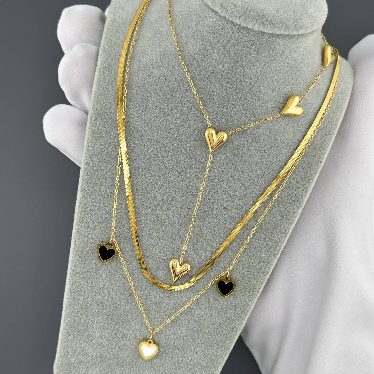 Layered Heart Drop Y Necklace