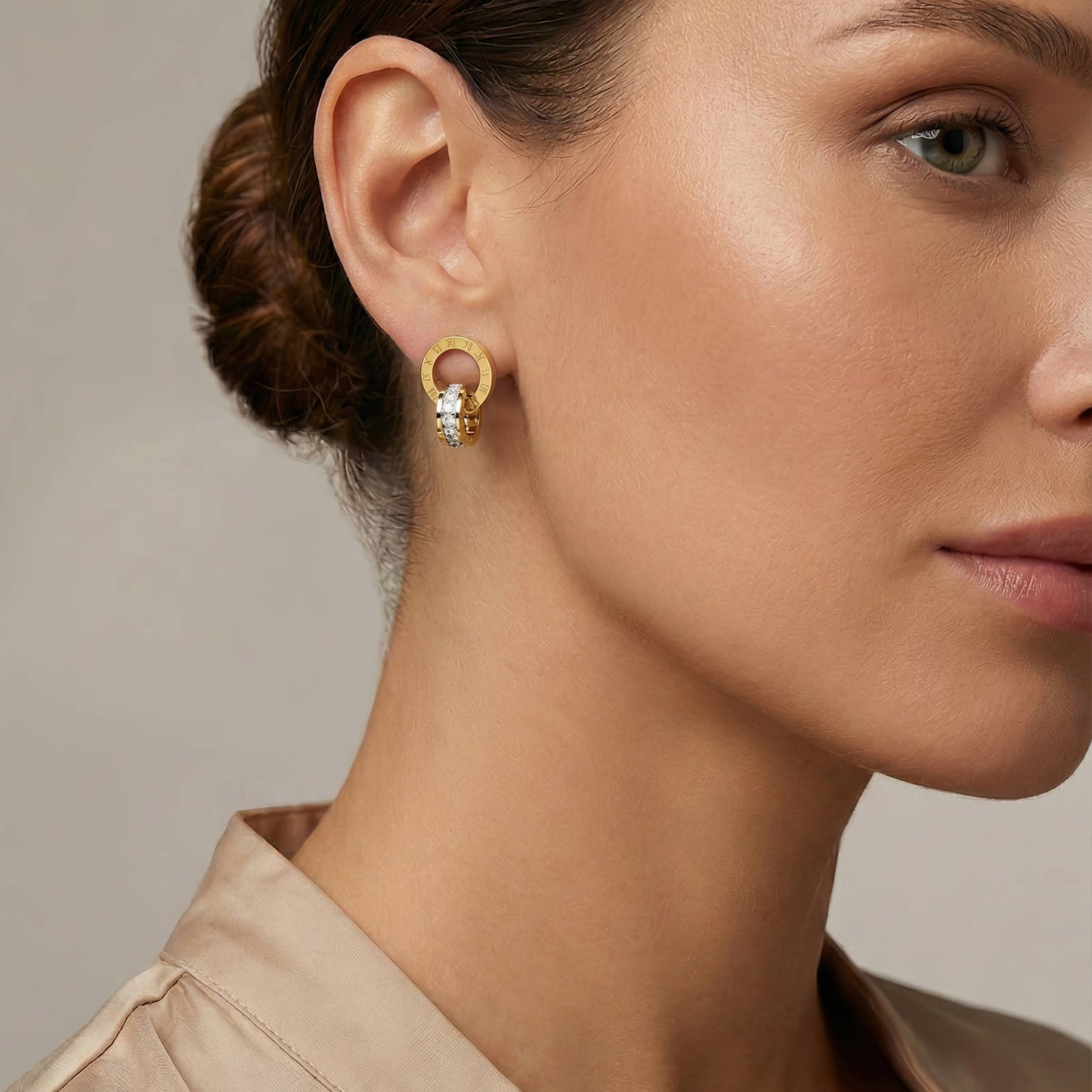 Roman Numeral Gold Hoop Earrings