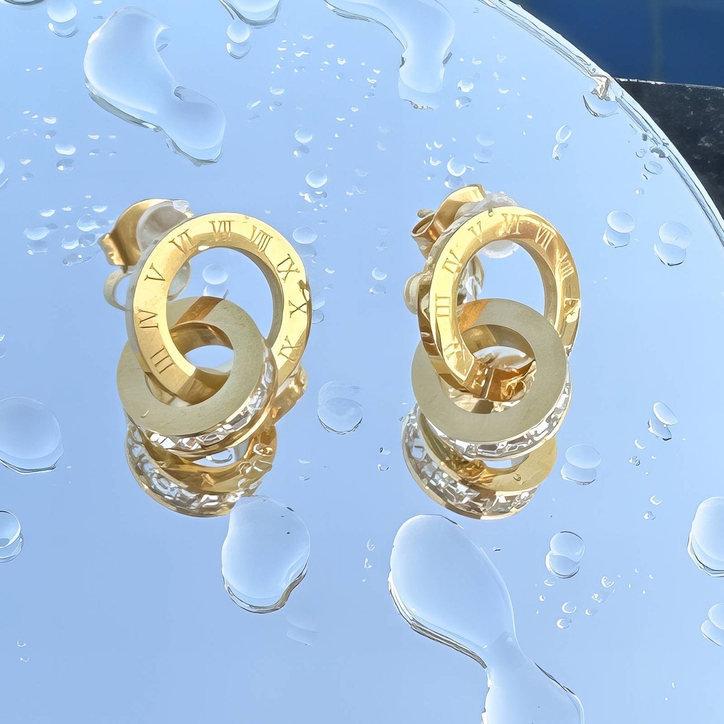 Roman Numeral Gold Hoop Earrings