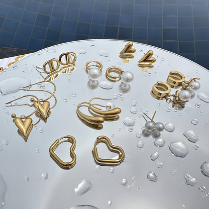 Sculpted Gold Hook Earrings