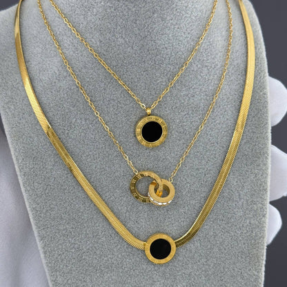 Roman Numeral Interlocking Ring Pendant Necklace