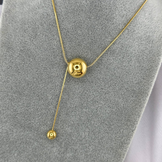 Modern Gold Sphere Drop Necklace