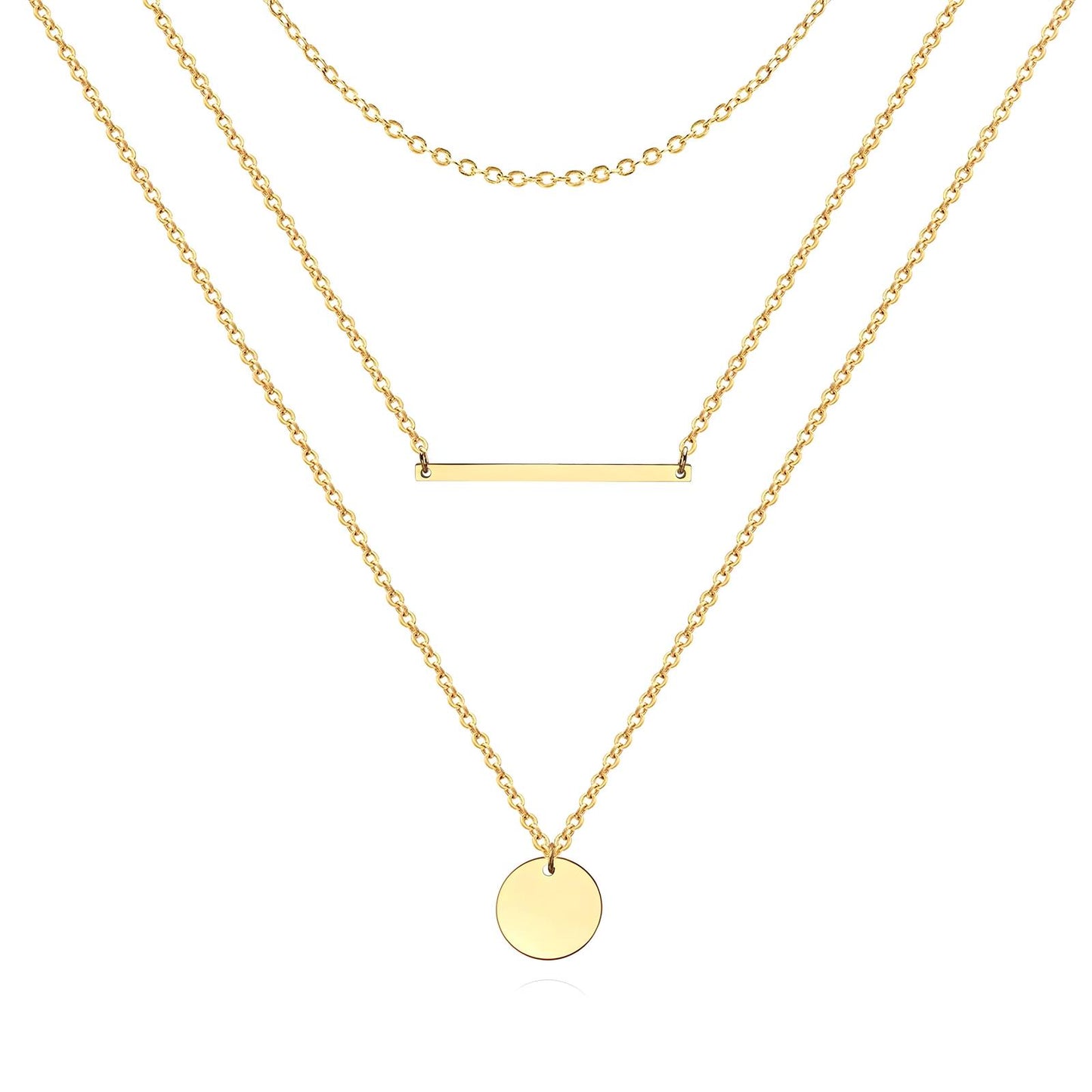 Triple Layer Gold Bar & Coin Necklace