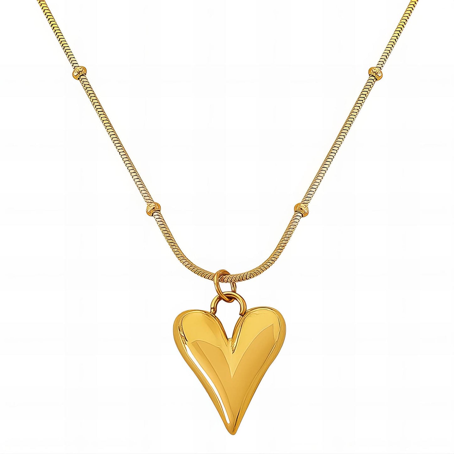 Bold Gold Heart Pendant Necklace