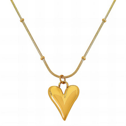 Bold Gold Heart Pendant Necklace
