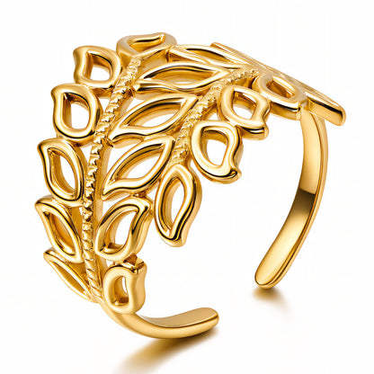 Gold Leaf Open Cuff Ring