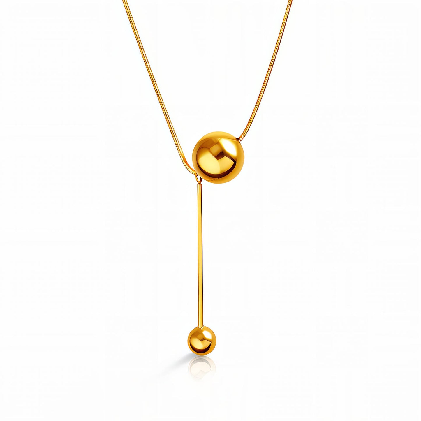 Modern Gold Sphere Drop Necklace