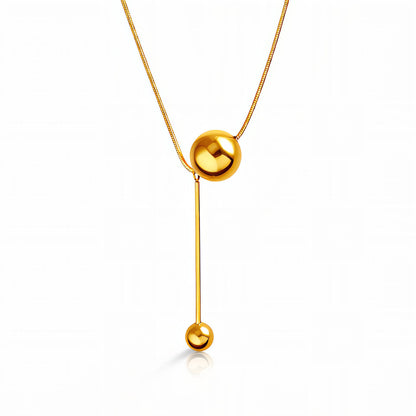 Modern Gold Sphere Drop Necklace