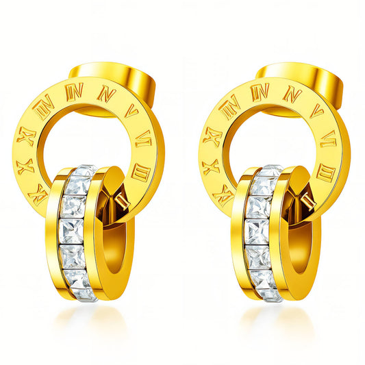 Roman Numeral Gold Hoop Earrings