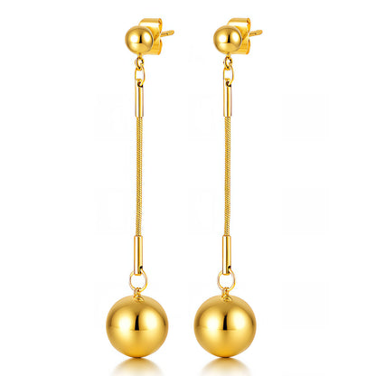 Gold Sphere Drop Earrings