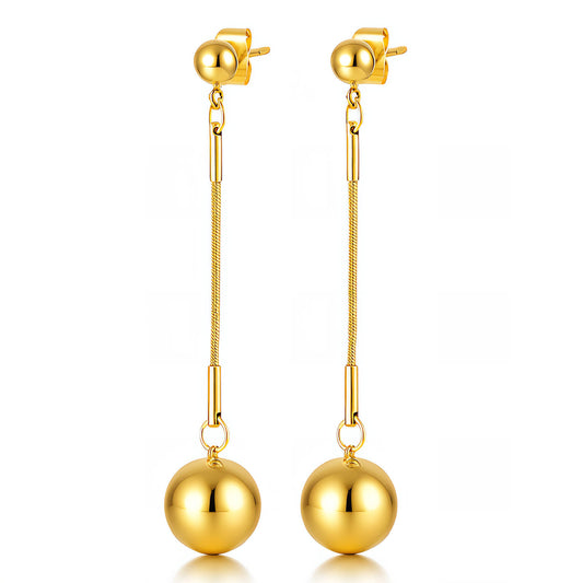 Gold Sphere Drop Earrings
