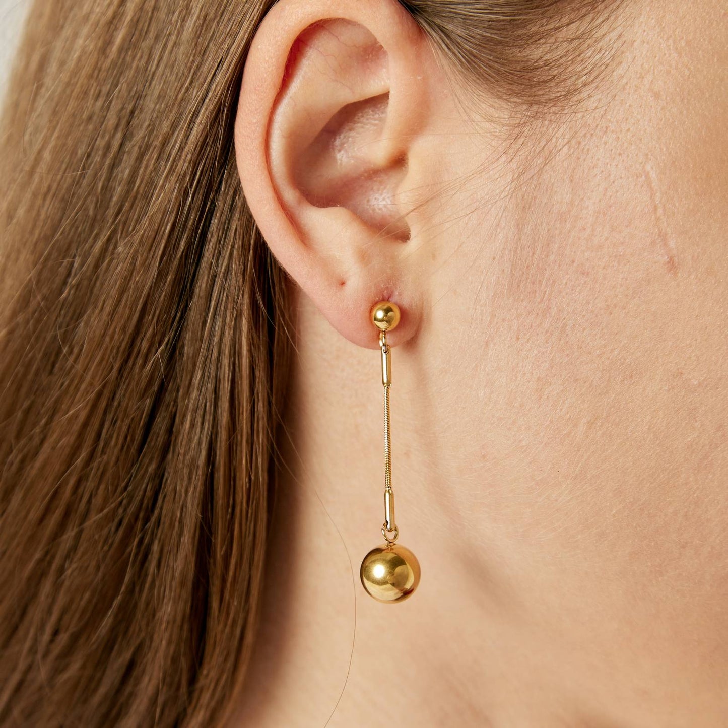 Gold Sphere Drop Earrings