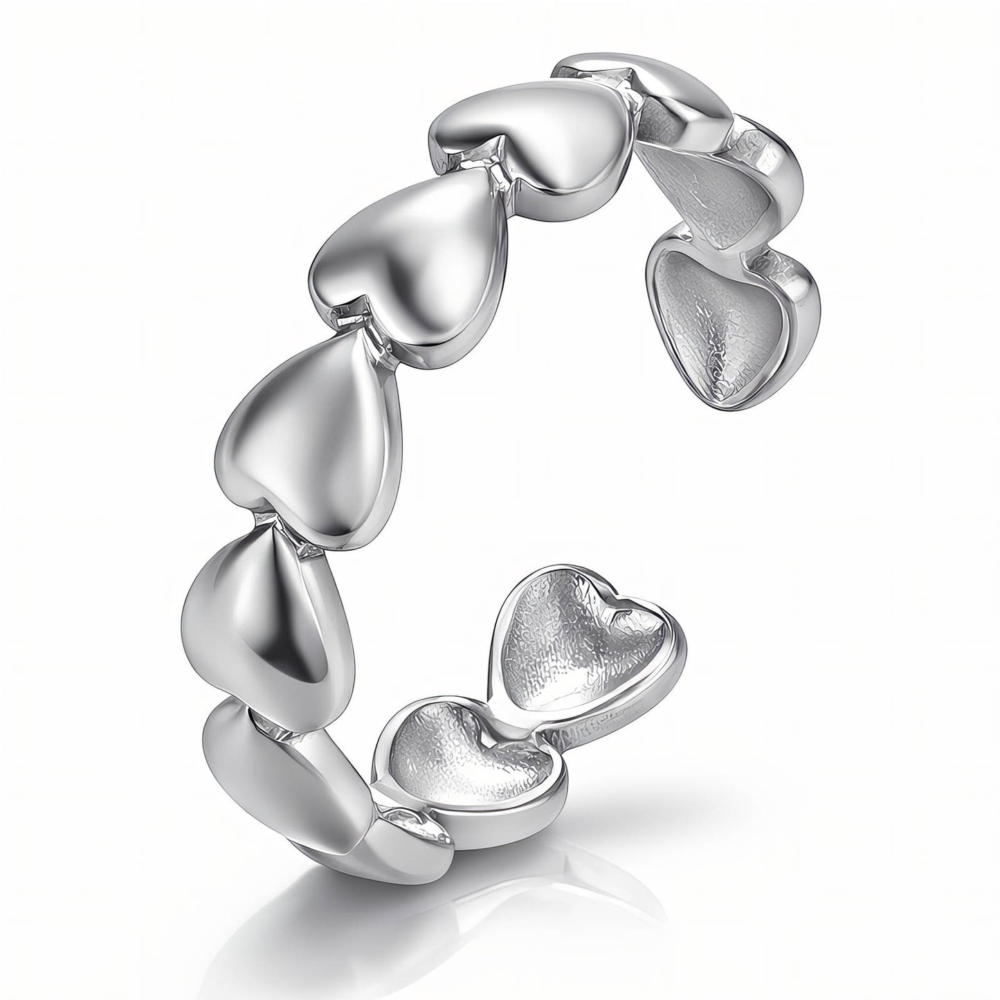 Silver Heart Link Open Ring