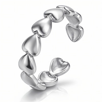 Silver Heart Link Open Ring