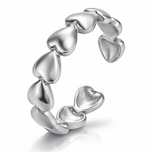 Silver Heart Link Open Ring
