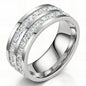 Triple Row Crystal Gold Band Ring