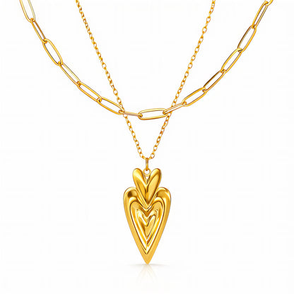 Paperclip Chain Heart Pendant Necklace