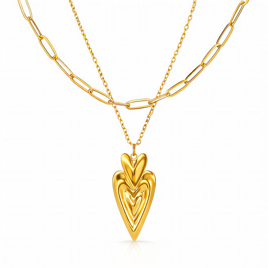Paperclip Chain Heart Pendant Necklace