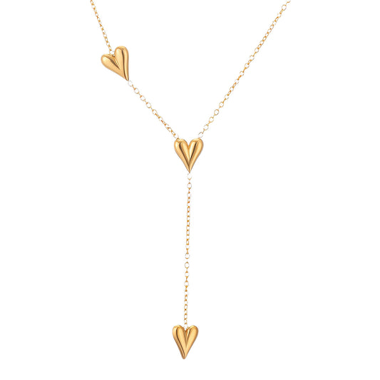 Layered Heart Drop Y Necklace