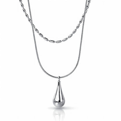 Golden Teardrop Layered Necklace